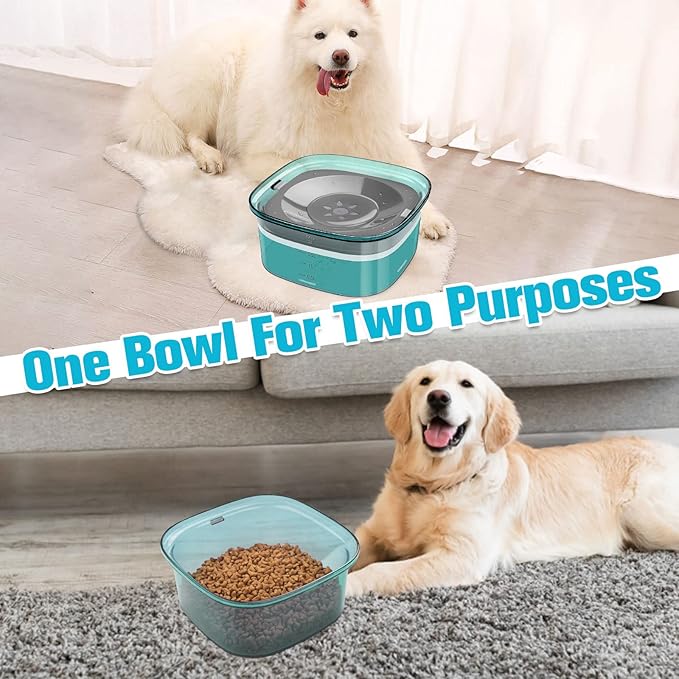 UPSKY 70oz Dog Water Bowl 2L No Spill Dog Bowl Large Capacity Spill Proof Slow Water Feeder, No Splash Dog Bowl Pet Water Dispenser Vehicle Carried Travel Slow Drinking Bowl for Messy Drinkers, Cats