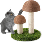 Cat Scratching Post - Mushroom Cat Scratcher Featuring with Natural Sisal Caps Scratch Pole and Sturdy Base for Kittens & Small Cats - Brown