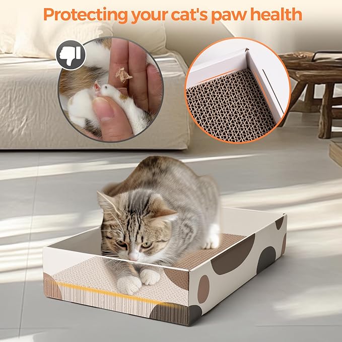 ComSaf Cat Scratcher Cardboard Indoor - 17"x10" Cat Refill Box with 3 Pcs Scratching Board Reversable Long Lasting Clawing Pad for Cats, Corrugate Scratchers Bed Sofa Couch Furniture Wall Protector