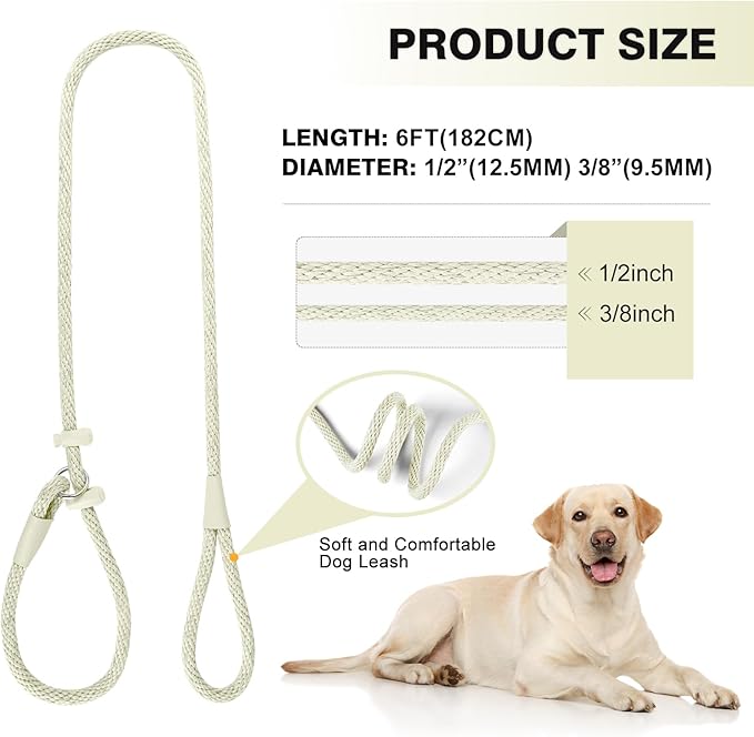 Lynxking Dog Leash Slip Lead Reflective Breathable Rope Comfortable Strong No Pull Slip On Pet Training Lead for Dogs