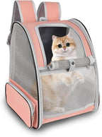 Cat Backpack Carrier,Pet Carrier Airline Approved for Small Dog Cat Puppy Kitten Bunny,Ventilated Mesh Design Animal Backpack for Hiking Camping Travel Bag (Pink)