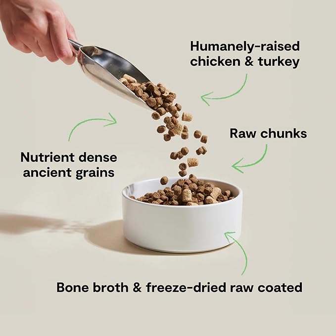 Open Farm, RawMix Dry Dog Food with Ancient Grains, Protein-Packed Kibble Coated in Bone Broth with Freeze Dried Raw Chunks, Chicken & Turkey, Open Prairie Recipe, 3.5lb Bag