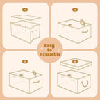 Dog Toy Basket with Lid, Dog Basket for Toys, Dog Toy Box with Cotton Rope Handles, Collapsible Storage Bins for Dog Toys, Dog Storage Organizer, Beige-Gray