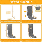 Cat Scratch Pad Felt Cat Scratcher for Indoor Cats Scratching Board Scratchers for Large Cat Scratch Furniture Protector with Ball Kitten Toys L Shape 26.8 Inch Grey