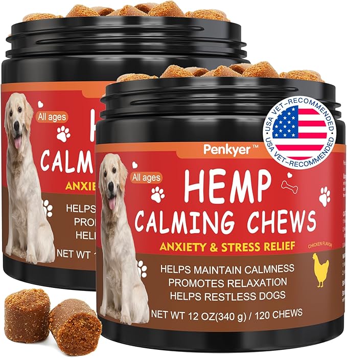 Advanced Calming Chews for Dogs, Dog Calming Chews - Anxiety Relief Treats and Bites for Dogs - Separation, Barking, Thunder, Noise, Stress, Pet Supplement, All Ages & Sizes - (Chicken 240 Ct)