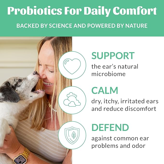 SKOUT'S HONOR Probiotic Dog Ear Cleaner Solution with Aloe Vera - Alcohol-Free, Fragrance-Free, Non-Medicated Ear Wash for Dogs - Microbione Friendly Certified, 4 oz.,