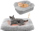 SCENEREAL Self Warming Cat Bed, Heated Cat Bed Mat for Cats Small Dogs, 2 in 1 Soft Plush, Washable Pet Pad for Indoor Outdoor Kitten Puppy