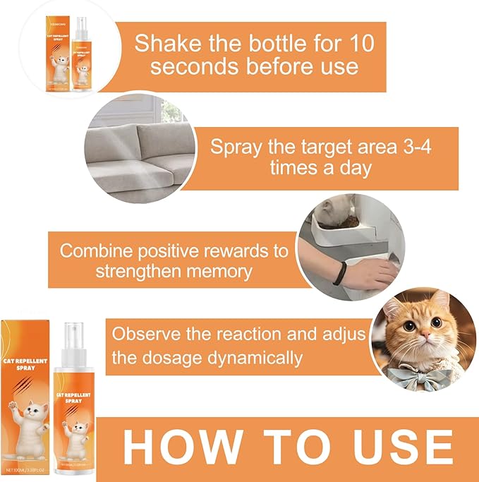2PCS Cat Deterrent Spray, Effective Cat Scratch Deterrent Training Aid for Furniture, Natural Cat Spray Deterrent, for Urine Marking & Scratching