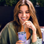 Butterfly Tumbler With Lid and Straw - 20 oz Insulated Purple Stainless Steel Skinny Tumbler Water Bottle Travel Mug Wine Cups Gifts for Women