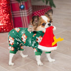 DaFuEn Dog Pajamas for Small Dogs Girl Warm Puppy Clothes Outfit for Chihuahua Yorkie Teacup Winter Pet Onesie Jumpsuit Cat Apparel Clothing (Christmas, XX-Small)
