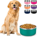 LIHONG Stainless Steel Dog Bowls for Large Dogs,Dog Food Water Bowls with Non Slip Rubber Bottom,Pet Feeding Bowl,Double Wall Insulated,Rustproof(64oz,Deep Green)