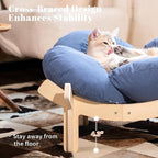 CHEERHOME PETS Elevated Cat Bed Wooden with Cushion Fluffy Pet Couch Sofa for Indoor Cats Raised Kitty Lounge Chair Suitable for Puppy, Cat Furniture(Deep Blue)