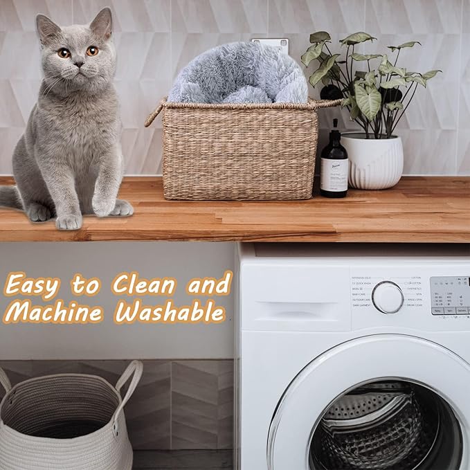 Dog Bed for Small Medium Large Dogs, 27 inch Calming Dogs Bed, Washable-Round Cozy Soft Pet Bed for Puppy and Kitten with Slip-Resistant Bottom