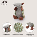 Hollypet Plush Dog Squeaky Toy Stuffed Armadillo Animal Pet Puppy Chew Toys with Clean Teeth for Small Medium Large All Breed Sizes Dogs, Light Green and Olive Drab,8 in