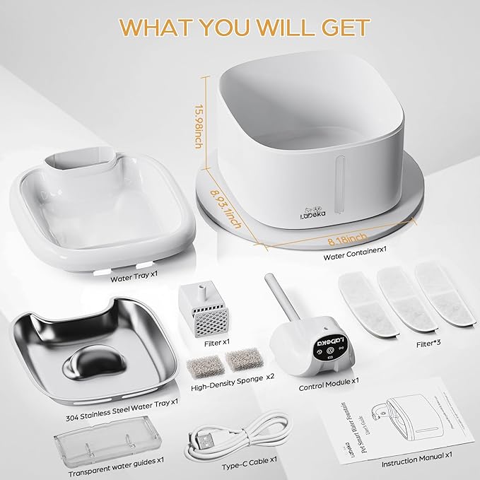 Wireless Cat Water Fountain, 118oz/3.5L Battery Operated Cat Fountain with 3 Modes, Ultra Quiet with Motion Sensor Automatic Pet Water Dispenser for Cats Dogs Multiple Pets (Black, M)