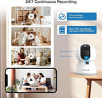 2.4&5G WiFi Indoor Security Camera, 2K HD Pan/Tilt Cameras for Home Security, Baby Monitor, Pet Camera,IR Night Vision,2-Way Talk, Motion Detect, TF Card & Cloud Storage (2 Pack)
