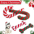 SCENEREAL Christmas Dog Toys, Durable Crutch Bone Rope Toys 4 Pack, Bite Resistant Chew Toy for Teething Cleaning, Xmas Element Rope Toy for Puppy Small Medium Large Dogs