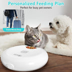 Ownpets 6 Meals Automatic Cat Feeder for Wet/Dry Food, with 2 Ice Packs, Programmable Timed Pet Feeder, Cordless Rechargeable Battery Auto Feeder for Cats/Small Dogs