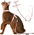 Cat Harness and Leash Set - Pink Lightweight Soft Kitten Harness Escape Proof, Adjustable Travel Pet Harness for Walking，Easy Control Comfortable Outdoor (Pink, One Size Fits All)