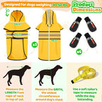 Dog Raincoat Jacket and Dog Shoes, Reflective Adjustable Hooded Pet Poncho Rain Coat with Leash Hole for Large Medium Dogs, Water-Resistant Skid-Resistant Sole, for Dogs Weighing80-50lbs, Yellow(L)