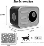 Outdoor Cat House, Outside Cat Shelter with Bed Mat for Feral Cat, Plastic Pet House for Indoor and Outdoor Use, Weatherproof, Black