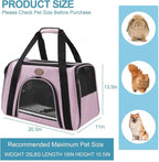 Cat Carrier Dog Carrier Pet Carriers for Medium Small Cats Dogs Puppies up to 15 Lbs,TSA Airline Approved Small Dog Cat Carriers Soft Sided,Collapsible Travel Puppy Carrier (Pink, Large)