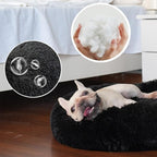 Black Dog Bed Washable,Fluffy Dog Beds for Small Dogs 19 inches Donut Soft Small Pet Bed,Calming Anti Anxiety Round Fits up to 10 lbs Warm Comfort Pets Beds for Puppy Dogs Indoor