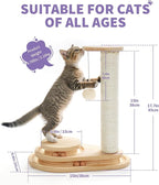 Made4Pets Cat Scratching Post Cat Scratcher Kitten Toys for Indoor Cats Wooden Ball Track Two-Layer Modern Sisal 17.7" Tall Scratch Post Interactive Toy with Dangling Ball