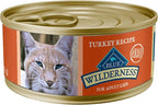 Blue Buffalo Wilderness Natural High-Protein Grain-Free Wet Food for Adult Cats, Turkey Paté, 5.5-oz. Cans, 24 Count