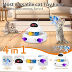 Interactive Cat Toys for Indoor Cats,4-in-1 Automatic Kitten Toy,Motion Activated Electronic Fluttering Butterfly,Track Balls, Moving Feather Toys for All Breeds,USB Rechargeable