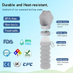 Dog Water Bottle Collapsible & Portable Squeeze, 9oz-17oz Water Dispenser & Folding Bowl,5 Levels Capacity in 1,Carabiner Clip,100% Food-Grade Silicone, Outdoor Walking,Hiking,Travel