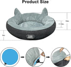 Heated Cat Bed for Indoor Cats, 19" Round Heated Pet Bed with Chew Resistant Cord. Soft & Cozy Electric Pet Heating Pad, Indoor Kitty Heating Bed Cat Heating Pad for Small and Medium Cats.