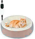 BWOGUE Heated Cat Bed for Indoor Cats,19'' Donut Detachable Heated Pet Bed Thermo-Kitty Heating Bed,Electric Warming Cat Bed Heater with Timer, Washable pet Heating Bed