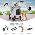 X6 Luxury Pet Stroller for Medium Dogs up to 66 lbs, One-Second Fold Design, 180° Canopy, 4-Wheel Shock Absorption (Green)
