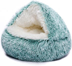 Cat Bed Round Hooded Plush Fluffy Cat Bed Cat Cave Bed for Indoor Cats & Dogs Burrow Cat Donut Small Dog Bed Calming Pet Beds Fuzzy Coverd Cat Nest Puppy Bed Tent Machine Washable