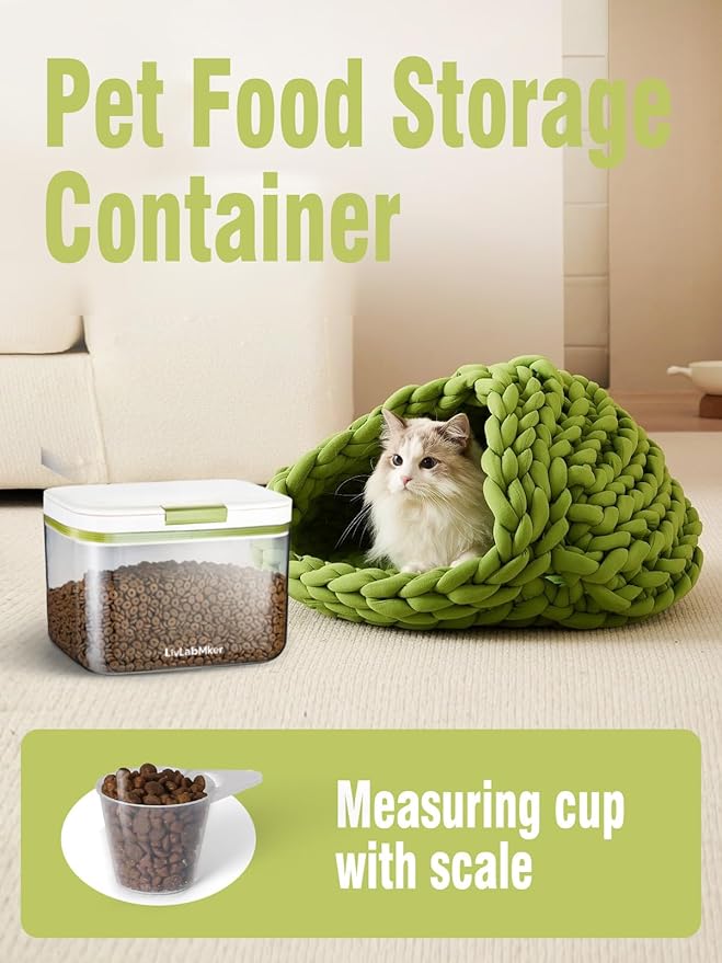 3lbs/50OZ/2.6qt Airtight Dog food storage container with lids,Dog Treat Container With Measuring cup,Dry Pet Food storage bin for Dogs,Cats,and Birds 2.8L