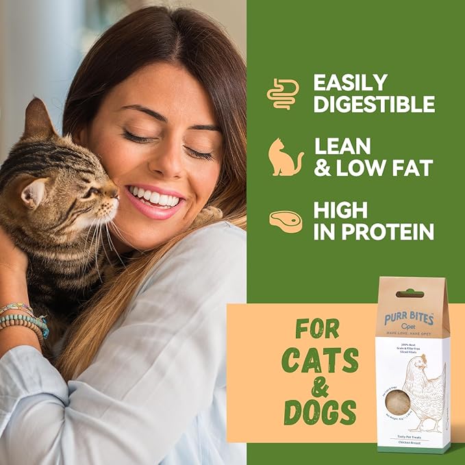 OPET Freeze Dried Chicken Cat Treats, Single Ingredient Grain Free High Protein Pet Food for Cats and Dogs, Healthy Training Snacks, Freeze Dried Cat Food (Chicken Breast, 1.48 Ounce)