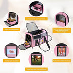 Cat Carriers Soft Side Carrier for Kitten Puppy Collapsible Travel Pet Carrier TSA Airline Approved Cat Carrier Bag for Under 15 lbs Pets, Pink