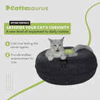 Cattasaurus Peekaboo Cat Cave, Extra Spacious for Multiple & Large Cats 12+ lbs, Scratch Detachable Beds for Indoor Cats, Washable Tunnel Bed, Comfy Cat Donut Tunnel (Dark Gray+Dark Gray, Jumbo)