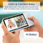 Babysense Prisma Baby Monitor with Camera and Audio, 5” HD Video Baby Monitor with 2 Cameras, 6-Color Night Light, Split Screen, Sound Machine with White Noise & Lullabies, Secure No WiFi
