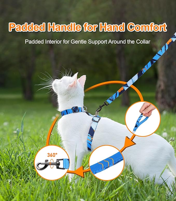 Halypet Cat Harness and Leash Set, Escape Proof [3 in 1 Adjustable & Lightweight] Cat Harness, Safe Kitten Harness for Cats Comfortable Soft, Easy to Wear, Walking Outdoor Travel, Small