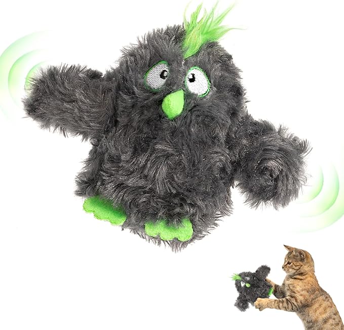 Gardner Pet Cat Toys Flapping Bird (No Flying),Touch Activated with Realistic Flapping Wings and Chirping Bird,Hangable Kitten Interactive Toy,USB Rechargeable Indoor Kitty Exercise Toys,Grey