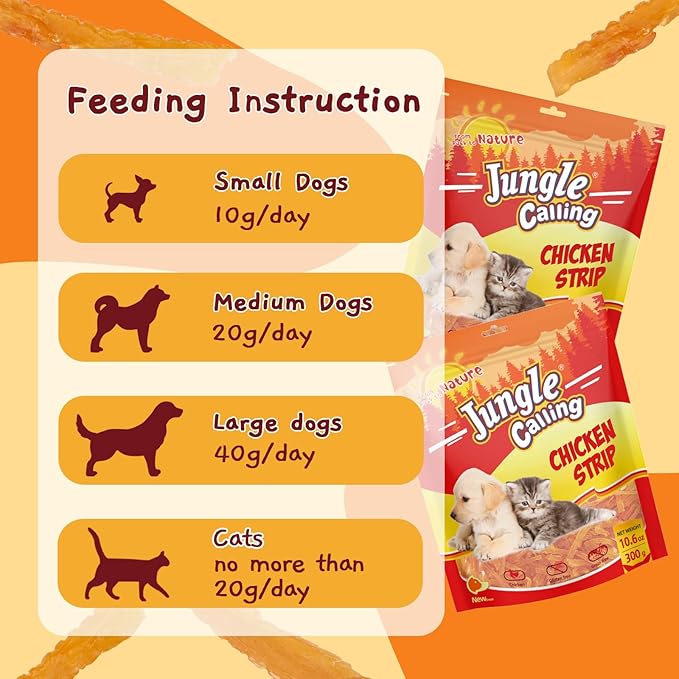 Jungle Calling Soft Training Treats for Small Dog and Cats, Mini Chicken Strips Puppy Training Edible Snacks Easy to Digest, Grain Free