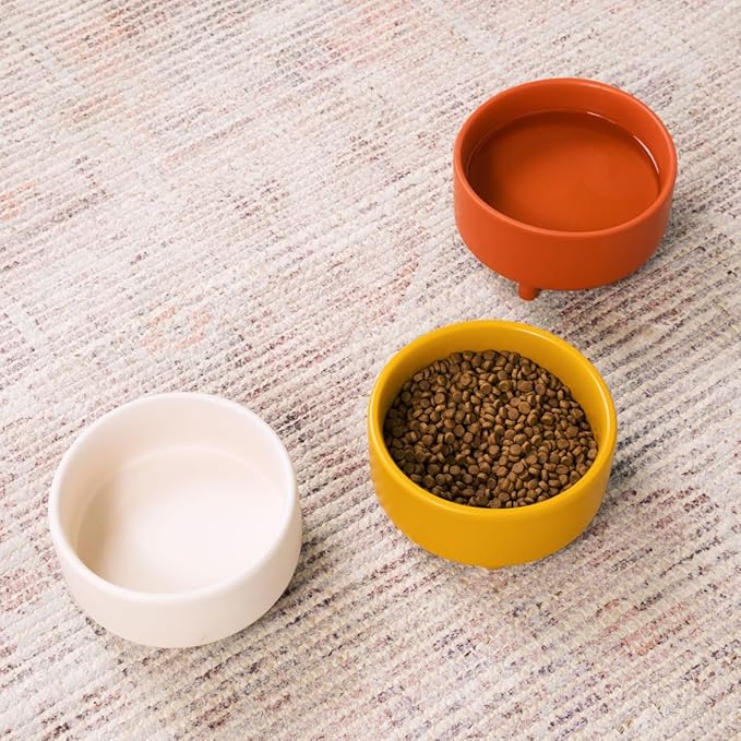 Waggo Uplift Ceramic Dog Bowl for Small Medium and Large Breeds - Heavyweight and Durable Pet Food and Water Dish Crock, Dishwasher Safe, Modern, Elevated Feeder (Mustard, Large)