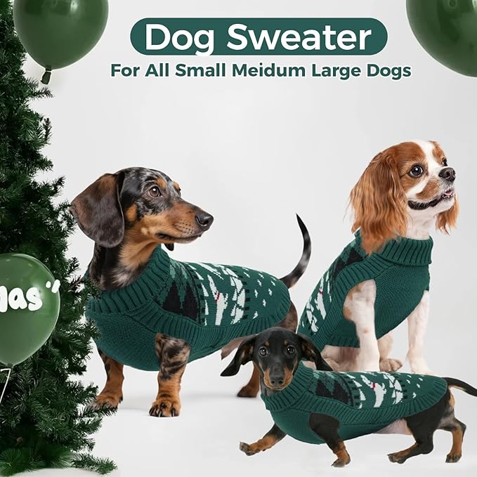 Ultra-Soft & Stretchy Knitted Dachshund Sweater, Winter Christmas Knitted Dachshunds Vest Sweaters, Fall Pullover Weiner Dog Clothes for Girls Boys, Puppy Outfit for Male Weenie Large Dogs(Green, XL)