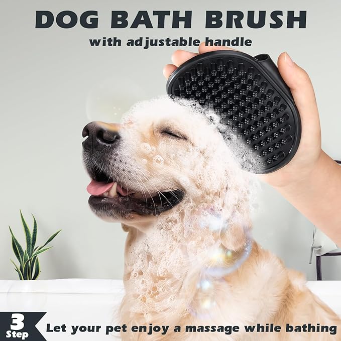 3PCS Self Cleaning Slicker Brush & Pet Grooming Rake & Bath Brush for Dogs,Cats and Horses | Double-Sided Dematting Comb & Skin Friendly Deshedding Grooming Tool | Premium Pet Supplies (Red Black)