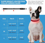 PcEoTllar Light up Dog Collars Rechargeable, LED Dog Collar Night Walking, Waterproof Flashing Glow in The Dark Dog Collars, Adjustable Dog Lights for Large Small Medium Dogs Red-L