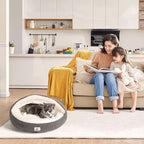 23" Covered Cat Bed Cave for Indoor Cats and Small Dogs - Enclosed Cozy Pet Bed with Hooded Roof for Added Security & Warmth, Washable & Removable Cushion, Anti-Slip Bottom Cat House, Gray