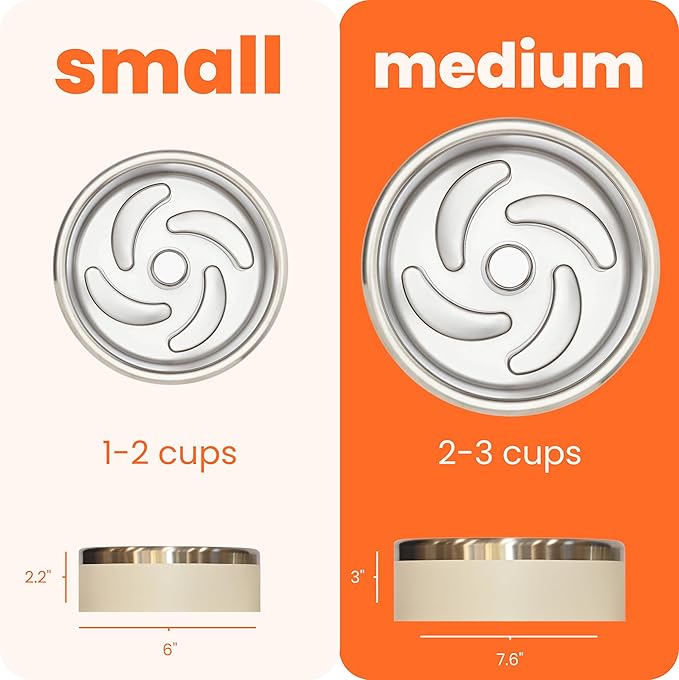 Trot Pets Premium Dog Bowls | Stainless Steel Bowl Set for Small, Medium, or Large Dogs | Non-Slip Food and & Water Slow Feeder | Durable, BPA-Free, Anti-Skid, Dishwasher Safe (Slate, Small)