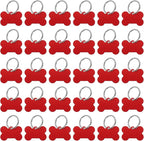 MECCANIXITY Bone Shaped Dog Tag Pet ID Tags, 38mmx25mm/1.5" x1 Metal Red Blank Dog Tags Cat Tags with Ring for Dog Cat, Pendant Crafts, Pack of 30